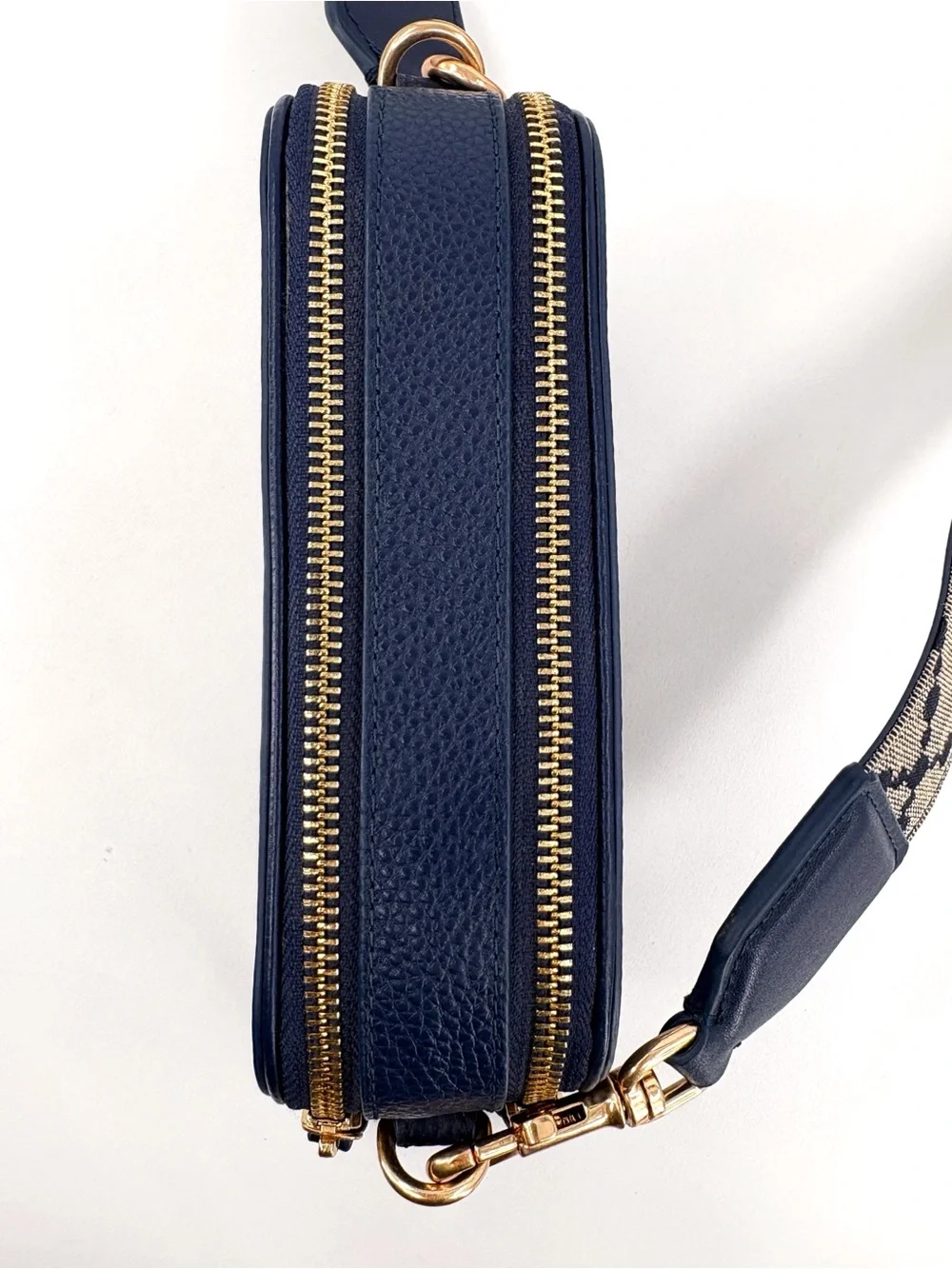 TORY BURCH Mini Miller Crossbody Bag Navy Blue Pebbled Leather
